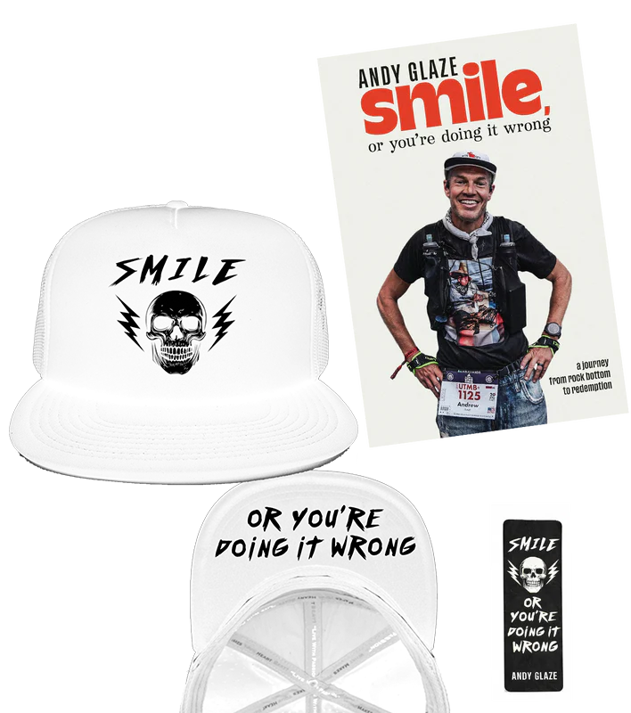 Signed Copy – Smile, or You're Doing It Wrong: Book & White Hat Bundle