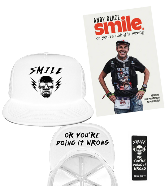 Signed Copy – Smile, or You're Doing It Wrong: Book & White Hat Bundle